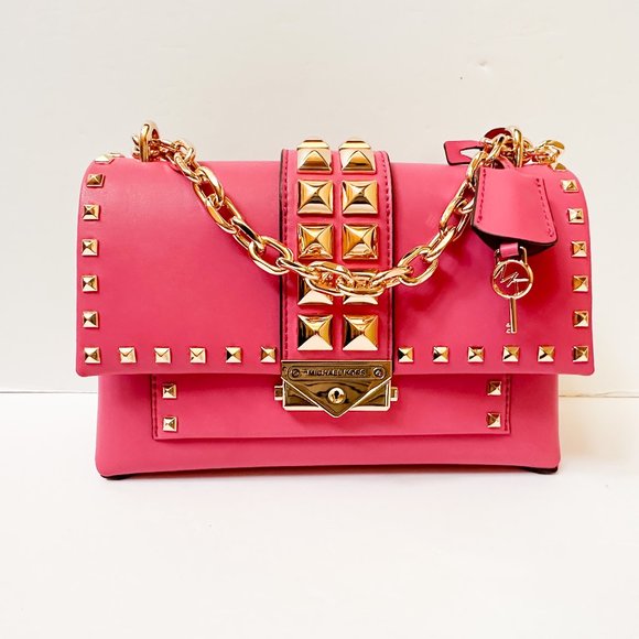 Michael Kors Handbags - Michael Kors CECE Medium Flap Shoulder Crossbody Leather Bag French Pink